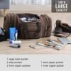 Toupons Canvas Travel Duffel Bag Men's Weekender Overnight Bag (Coffee) X-Large - Image 5