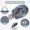 Gym Bag for WomenMen with Shoes Compartment and Wet Pocket,Sport Swimming Yoga Bag,Waterproof Travel Duffel Bag Small Carry on Bag Overnight Weekender Bags Personal Item Bag for Airlines Grey Blue - Image 6