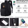 classic carry-on travel backpack for men and women, Anti theft laptop backpack with USB charging port for work, large backpack for college, water resistent, gift choice(BLACK) - Image 2