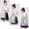 Women Backpack Purse Fashion Elephant Skin Pattern Large Travel Bag Ladies Shoulder Bags Gray - Image 2
