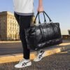 Leather Travel Bag with Shoe Pouch,Weekender Overnight Bag Waterproof Large Carry On Travel Tote Duffel Bag - Image 7