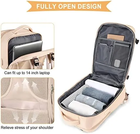 coowoz Large Travel Backpack For Women Men,Carry On Backpack,Hiking Backpack Waterproof Outdoor Sports Rucksack Casual Daypack Travel Essentials（Beige） - Image 5
