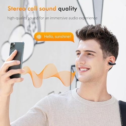 Open Ear Clip Wireless Earbuds Bluetooth 5.3, Sports Earphones Built-in Microphone with Earhooks & Ear Hook, Wireless Charging Case & Display, Waterproof Fitness Headphones for Running - Image 6