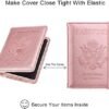 WALNEW Passport Holder Wallet, RFID Blocking Passport Cover Case PU leather Card Holder with Pen and Clear Card Slot for Women Men, Rosegold - Image 5