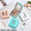 Yesteel Birthday Gifts for Women Friends Sister, Travel Essentials Gifts for Women Jewelry Travel Organizer Blue Travel Jewelry Case Small Jewelry Box Initial C - Image 7