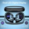 bmani Wireless Earbuds Bluetooth Headphones 48hrs Play Back Sport Earphones with LED Display Over-Ear Buds with Earhooks Built-in Mic Headset for Workout Black - Image 2