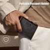 Travel Passport Wallet with Airtag Holder,RFID Passport Vaccine Card Holder with Air Tag Luggage Keychain,Leather Passports Cover Wallet Multiple Card Holders for Men and Women(Black) - Image 3