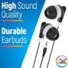Bulk Earbuds 100 Pack | Basic Ear Bud, Black Dot in-Ear Earphones, Disposable Headphones, Class Headphones Set for Students, Earphones for Class, Kids, Classroom, Library, Wired Earbuds - Image 4