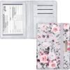 Passport and Vaccine Card Holder,Traveling Passport Cover with CDC Vaccination Card Slot RFID Blocking Passport Wallet for Women and Men, Grey Flowers