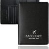 Passport Wallet, RFID Passport Holder Cover Travel Wallet with Multiple Organizer Pockets for ID/Cards/Money/Documents, PU Leather Passport Case Purse, International Travel Essentials (Black)