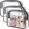 PACKISM TSA Approved Toiletry Bag - Clear Makeup Bag Waterproof Quart Size Bag, Travel Makeup Cosmetic Bag for Women, Carry on Airport Airline Compliant Bag, 3 Pack