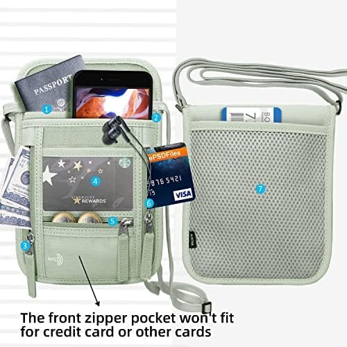 WALNEW Passport Holder Neck Pouch Travel Wallet for Women and Men, RFID Blocking Security Slim Traveling Wallet with Around Neck Lanyard Strap - Image 5