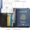 Passport Holder and Card Slot Combo RFID Blocking Leather Travel Passport Wallet for Men and Women US Passport Cover, Black - Image 2