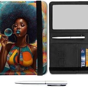 Passport and Vaccine Card Holder Combo, Leather Travel Wallet Passport Holder, Cover Case with CDC Vaccination Card Slot, Travel Documents Organizer Protector for Men Women,Purple African Woman