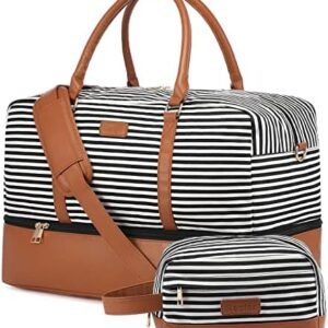 Realer Weekender Bag for Women, Travel Duffle Bag with Toiletry Bag, Large Carry on Overnight Bag with Shoe Compartment,Waterproof Mommy Hospital Bags for Labor and Delivery