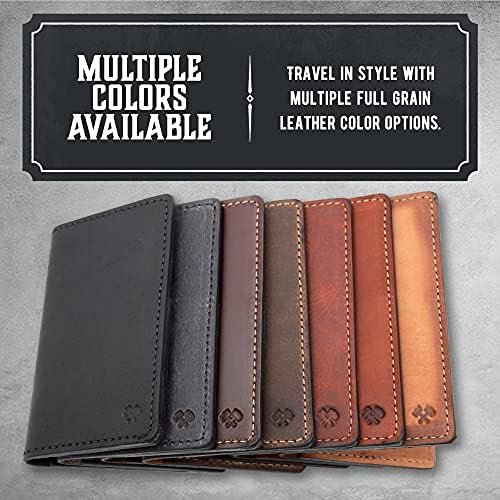 Leather Passport Holder for Men | Made in USA | 3.5" x 5.5" Field Notes Cover | Tobacco Snakebite - Image 4
