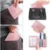 WALNEW Passport Holder Wallet, RFID Blocking Passport Cover Case PU leather Card Holder with Pen and Clear Card Slot for Women Men, Rosegold - Image 7