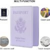 Passport Holder, Passport Holder Women, Passport Covers Travel Must Haves, Travel Passport Wallet for Men, 1 Pack Passport Case Passport Protector for Travel Airport Essentials, Light Purple - Image 5
