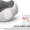 MLVOC Travel Pillow 100% Pure Memory Foam Neck Pillow, Comfortable & Breathable Cover - Machine Washable, Airplane Travel Kit with 3D Sleep Mask, Earplugs, and Luxury Bag, Grey - Image 4