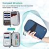 RFID Family Passport Holder Travel Wallet, Large Waterproof Passport Wallet for Men Women,Travel Document Organizer with Zipper Pocket & Wrist Strap (Blue) - Image 2