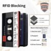 Passport and Vaccine Card Holder Combo,Passport Holder with CDC Vaccination Card Slot Leather RFID Blocking Wallet Travel Documents Organizer Protector Cover for Women Men,Retro Audio Cassette - Image 3