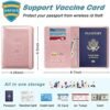 DMLuna Passport Holder, Premium PU Leather Travel Passport Wallet RFID Blocking Passport Cover Case Travel Documents Organizer with Pen Holder, for Women and Men - Image 3