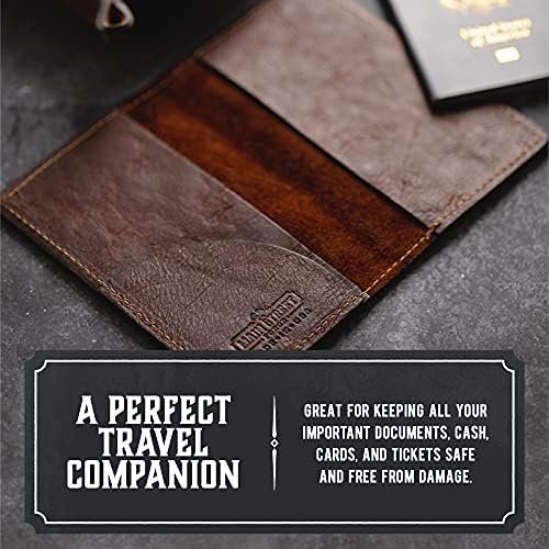 Leather Passport Holder for Men | Made in USA | 3.5" x 5.5" Field Notes Cover | Tobacco Snakebite - Image 3
