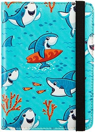 Passport Holder Covers,Premium Leather Passport Holder,with RFID Blocking,Travel Documents Organizer Protector,Cute Passport Wallet for Women/Men (Cute shark) - Image 2
