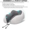MLVOC Travel Pillow 100% Pure Memory Foam Neck Pillow, Comfortable & Breathable Cover - Machine Washable, Airplane Travel Kit with 3D Sleep Mask, Earplugs, and Luxury Bag, Grey - Image 2
