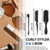 3 PCS Hair Brush for Women Men Classic Styling Brushes Curly Wet or Dry Hair 9 Row 3 Row with Edge Comb for Natural Thick Hair, Blow Separating, Shaping Defining Detangling Curls Tool Travel Hairbrush - Image 2