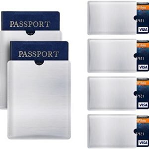 RFID Blocking Sleeve Anti Theft 4 Credit Card & 2 Passport Holder Wallet Pocket