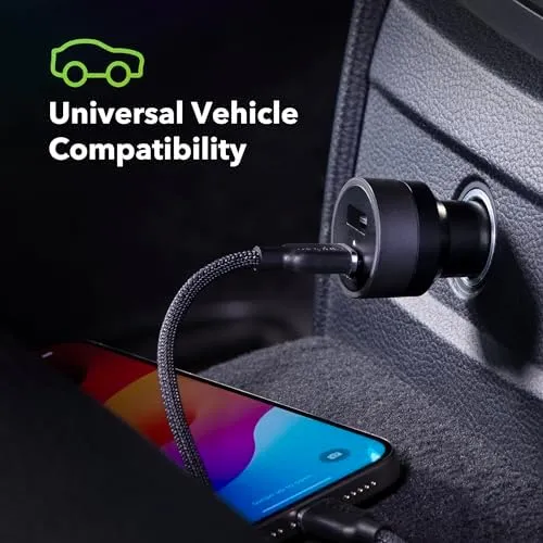 mophie 42W Dual USB-C + USB-A Car Charger, Universal AUX Compatibility, LED Indicator, Fast Charging, Multi-Device - Image 5