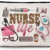 Nurse Gifts for Women, Nurse Life Zipper Makeup Bag, Nursing Bag for Female Friend Wife Mom, Graduation Birthday Thank You Retirement Gifts, Cosmetic Bag Travel Pouch, 1 Pack(A19)