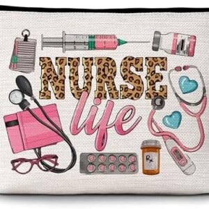 Nurse Gifts for Women, Nurse Life Zipper Makeup Bag, Nursing Bag for Female Friend Wife Mom, Graduation Birthday Thank You Retirement Gifts, Cosmetic Bag Travel Pouch, 1 Pack(A19)