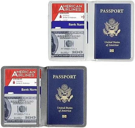 Bridal Shower Wedding Gift Honeymoon Passport Wallets Travel Holder Set Mr. & Mrs. Slim Waterproof Passport Case Covers Grey and White(2 Covers) - Image 4