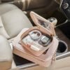 Small Makeup Bag for Purse Mini Cosmetic Bag Clear Pink Square Pouch for School Cute Leather Make Up Case Travel Organizer for Backpack Tiny Toiletry Bag with Zipper for Car Essentials Women Girls - Image 3