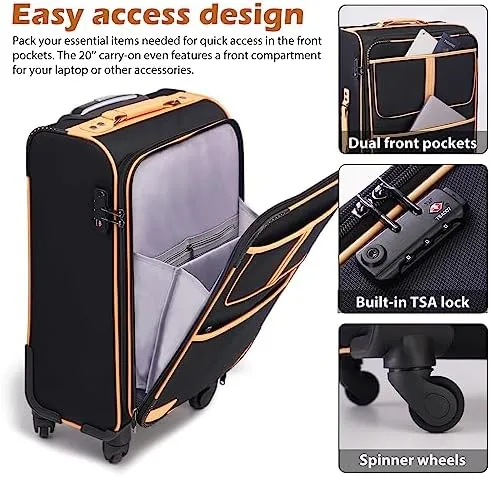 Coolife Luggage 4 Piece Set Suitcase Expandable TSA lock spinner softshell - Image 2
