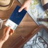 Passport Holder Cover Wallet Case RFID Blocking Leather Card Slot Travel Accessories Documents Organizer Protector for Women Men, Navy Blue - Image 7