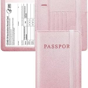 Passport and Vaccine Card Holder Combo, Passport Holder with Vaccination Card Slot Passport Wallet with RFID Blocking Passport Cover for Women