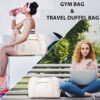 Women's Travel Duffel Bag with Toiletry Bag, Sports Gym Bag Weekendeer Carry-on Tote with Shoe Compartment and Wet Pocket, Yoga Bag Fit 15.6inch Laptop (APRICOT WHITE, 18-inch) - Image 7