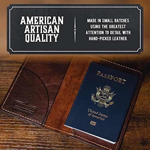 Leather Passport Holder for Men | Made in USA | 3.5" x 5.5" Field Notes Cover | Tobacco Snakebite - Image 5