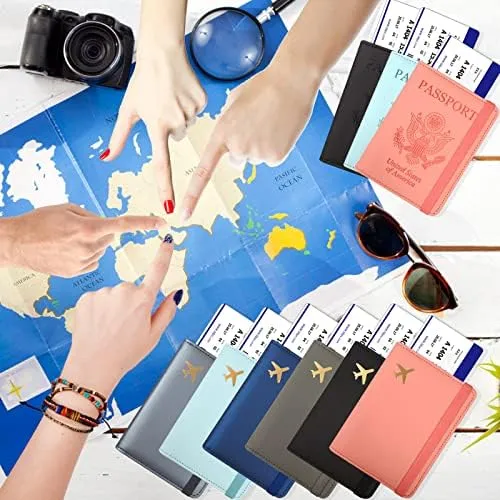 Leather Passport Holder Covers Case, RFID Blocking Waterproof Passport wallet with Pen Holder, Cute Travel Wallet Accessories for Women/Men, Baby Pink-1 - Image 7