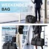 Gym Bag, BAGSMART Duffle Bag for Travel Duffel Bag, Carry on Weekender Overnight Bag with Trolley Sleeve, Personal Item Travel Bag, Sports Gym Tote Bag, Shoe Bag-Blck Grey - Image 2