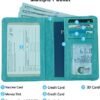 Passport Holder Wallet with Money Pocket Combo Vaccine and Credit Card Holder, RFID Blocking Travel Gift Set Airport Wallet Organizer With Luggage Tag and Silk Sleep Eye Mask (Turquoise) - Image 2