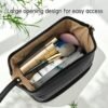 Abiudeng Large Makeup Bag,Double Layer Cosmetic Bag,Travel Makeup Bag,Leather Makeup Bag, Cosmetic Travel Bags,Portable Leather Toiletry Bag,Roomy Cosmetic Bag for Women and Girls - Image 3