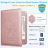 ACdream Passport and Vaccine Card Holder Combo with Zipper Pocket, Cover Wallet, Vaccination Card Slot, Leather Travel Documents Organizer Protector, RFID Blocking, for Women/Men, Rose Gold - Image 3