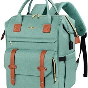 kasibon 15.6 inch Laptop Backpack for Women, Large Wide Top Open Travel Backpack Work Bag Water Resistant Anti Theft Backpack with Charging Port
