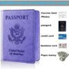 Passport Holder Cover Wallet Case for 2 Women Men Family, Passport Book Holders Covers Wallets Travel Must Haves Cruise Ship Essentials (pink & purple) - Image 4