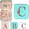 Yesteel Birthday Gifts for Women Friends Sister, Travel Essentials Gifts for Women Jewelry Travel Organizer Blue Travel Jewelry Case Small Jewelry Box Initial C