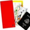 RFID Blocking Slim Minimalist Long Travel Wallet Genuine Leather Passport Holder Travel Cover (Red) - Image 7